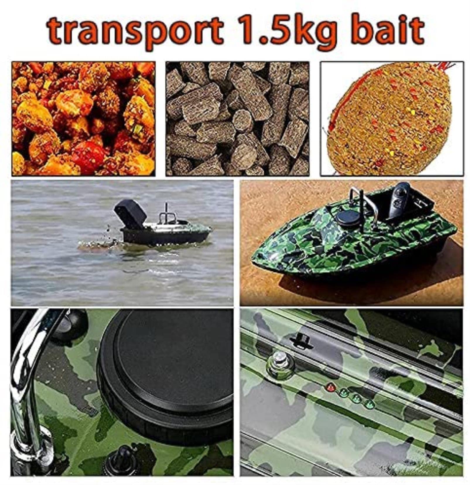 Barco Teledirigido Cebador Pesca Carpfishing, Barco de Cebo Inteligente de Pesca, RC Bait Boat con Control de Crucero y Luz Nocturna LED, Adecuado para Uso Nocturno y Nublado