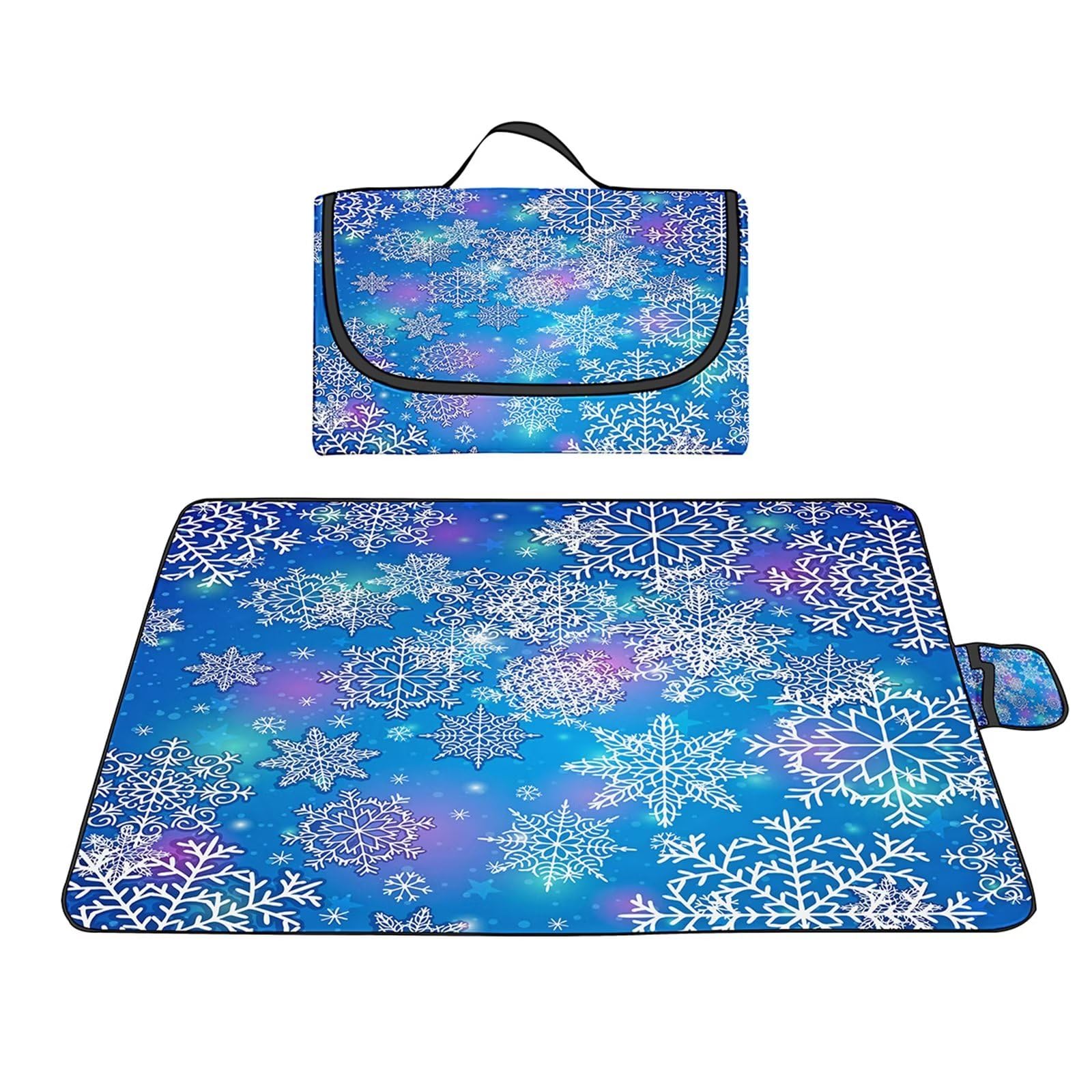 Couverture Pique-nique Imperméable 200x300cm,Couverture Plage Extérieure XXL,Flocon de neige du ciel étoilé Camping Couverture étanche Pique-nique avec Poignée pour Camping Randonnée Parc Plage