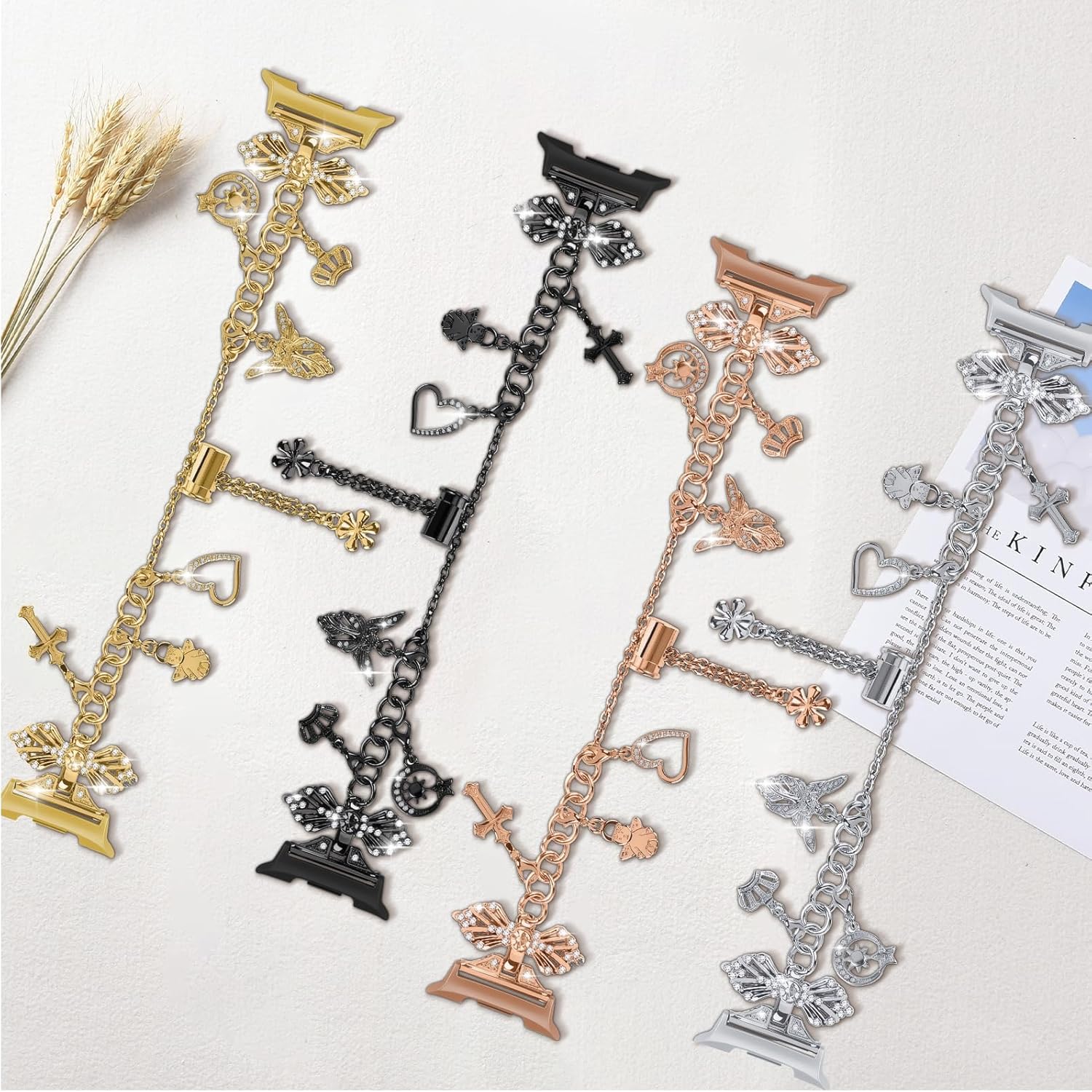 Bling Bands Compatible with Samsung Galaxy Watch 8 40mm 44mm/Galaxy Watch 8 Classic 46mm 2025,Metal Diamond Jewelry Strap, Charms Adjustable Bracelet for Women - Image 4