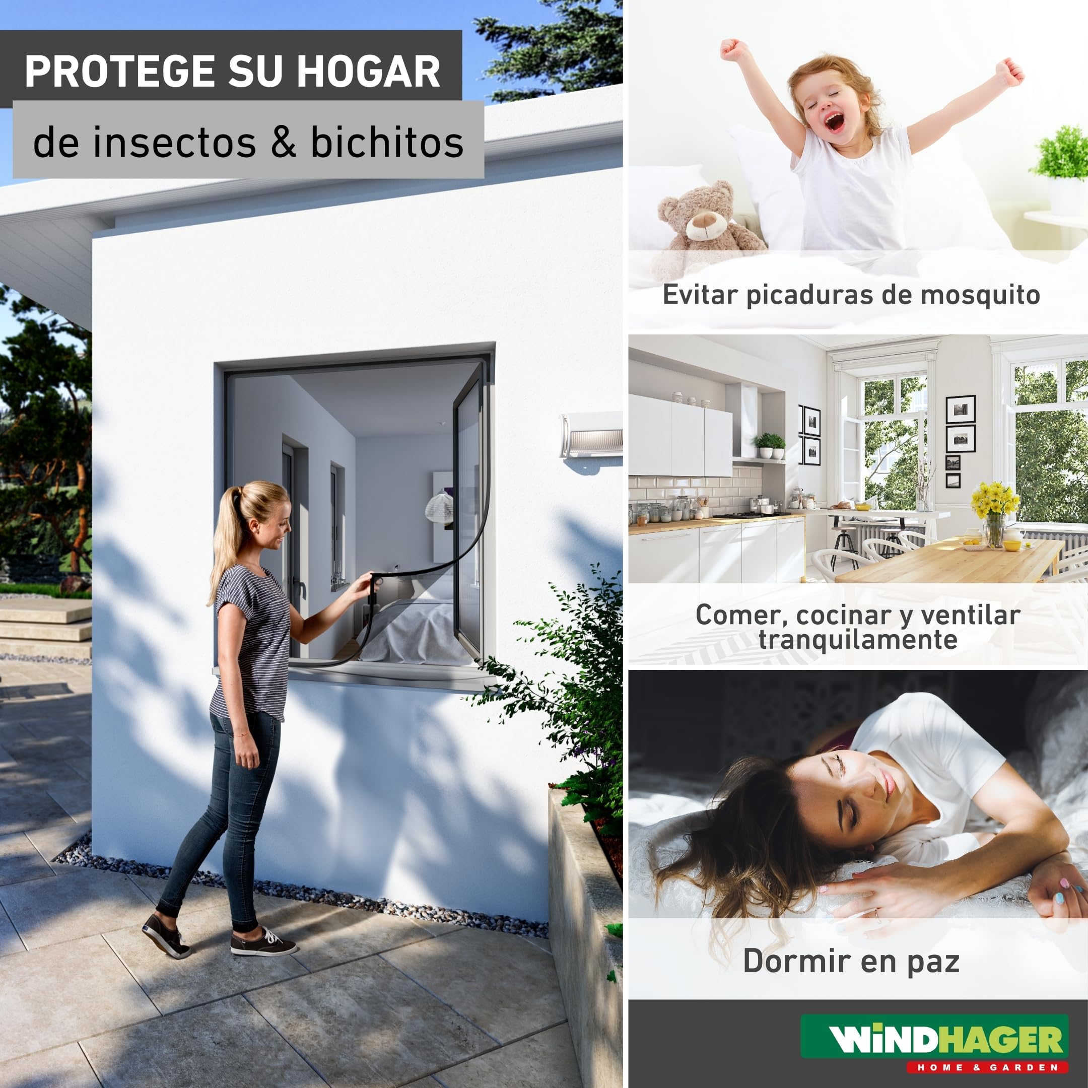 Windhager Ventana magnética de protección contra insectos, marco magnético para mosquitera, mosquitera, montaje sin herramientas, antracita, kit de autoensamblaje 100 x 120 cm, 04301