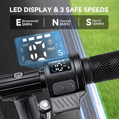 Miniatura 5 de Caroma Electric Scooter for Kids Ages 6-14, 150W180W Motor,10 MPH Max Speed & 7 Miles,Adjustable Height & Speed,Colorful Lights,LED Display,Foldable