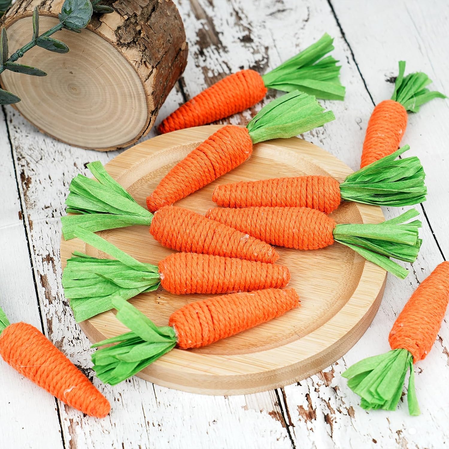 8 Pcs Easter Mini Carrot Ornaments Woven Carrots Crafts Tiered Tray Decor for Easter Home Wedding Party DIY Farmhouse Decoration Supplies