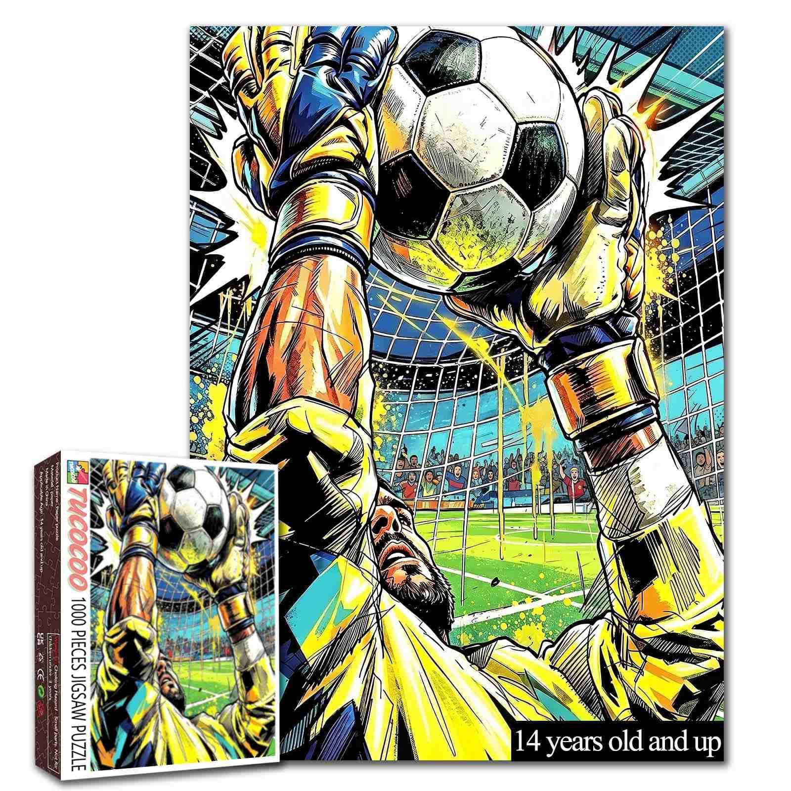 Soccer ball,Goalkeeper,dramatic save puzzles for adults 1000 pieces