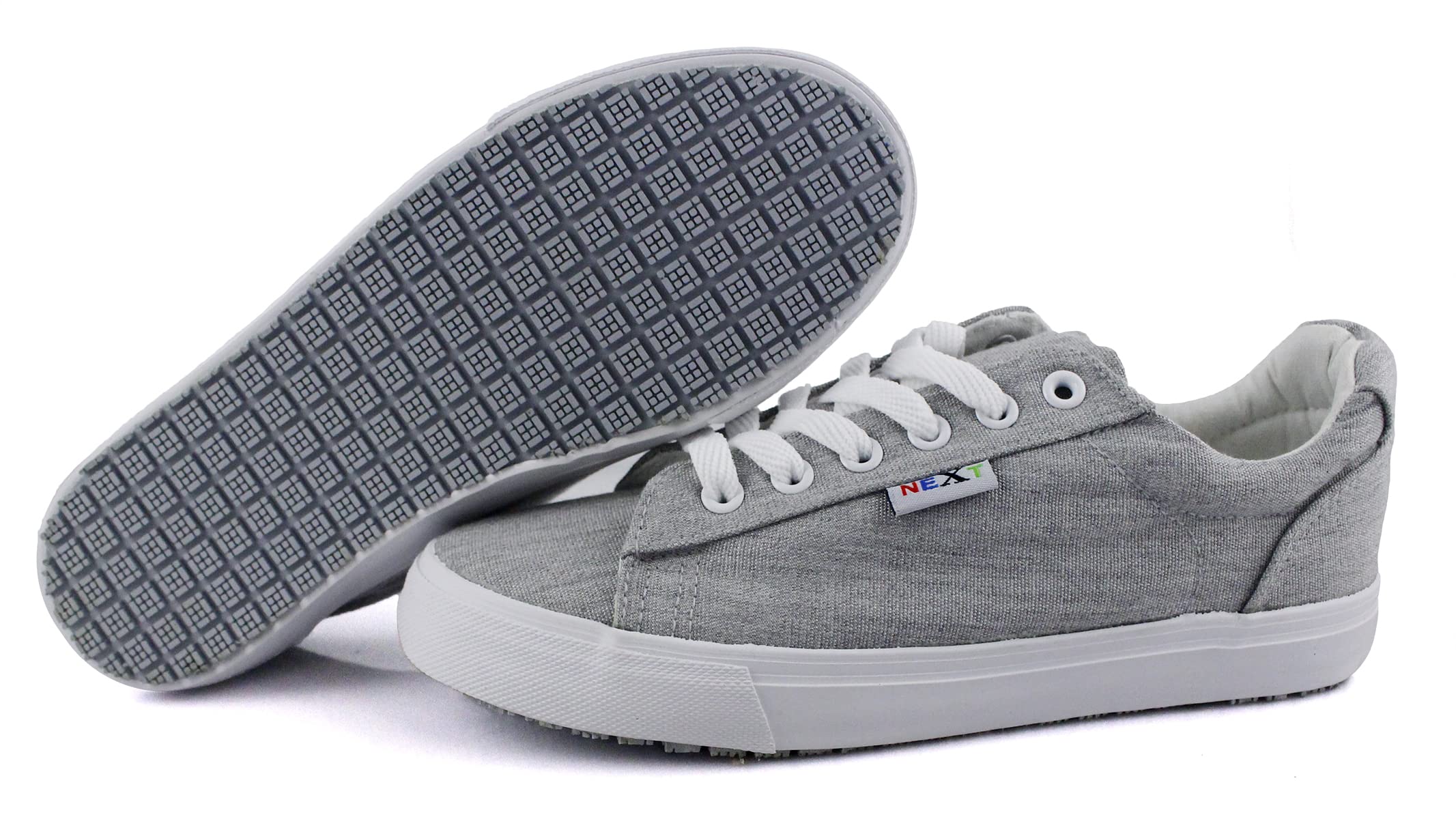 Laforst Womens Nextgen Sunbrella Upper Nonslip Waitress Server Lace Up Fashion Flat Grey 7