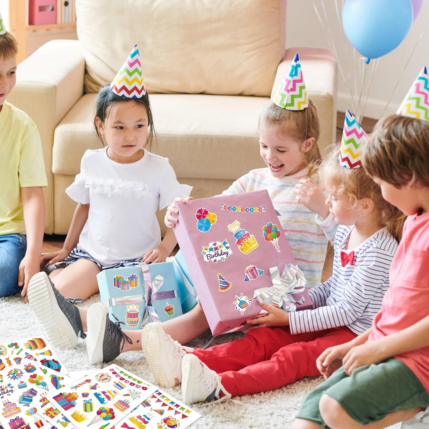 315Pcs Happy Birthday Stickers, Colorful Birthday Party Stickers for Scrapbooking Cards Party Favors Wrap Decor