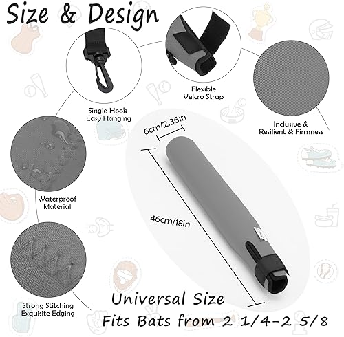 Miniatura 9 de ILHSTY Paquete de 2 fundas protectoras de bate para béisbol y softbol, calentador de bates para adultos jóvenes, protector de bolsa de bate de