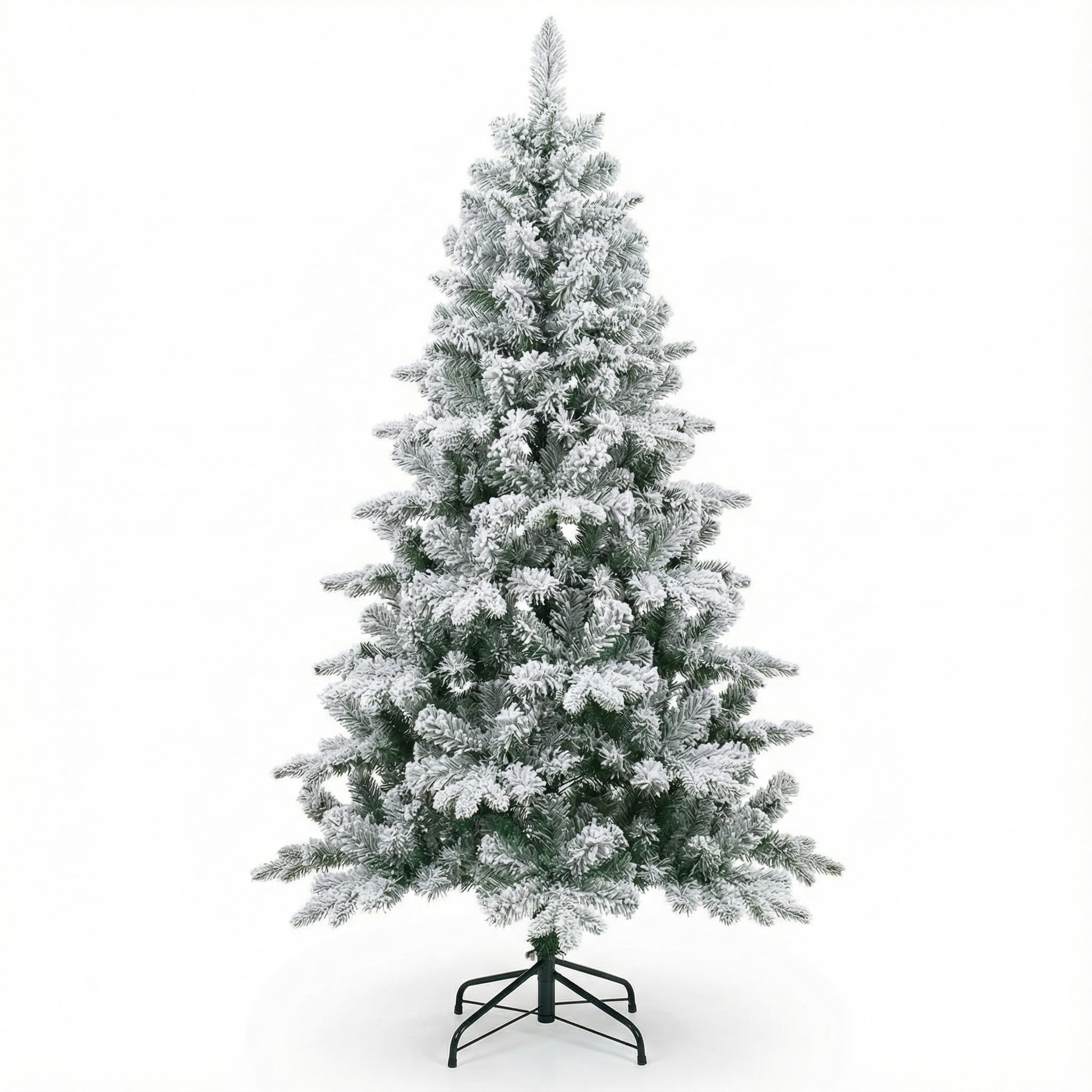 Árbol de Navidad Artificial Material PVC Soporte de Metal 150/180/210/240cm (Nevado, 150CM)
