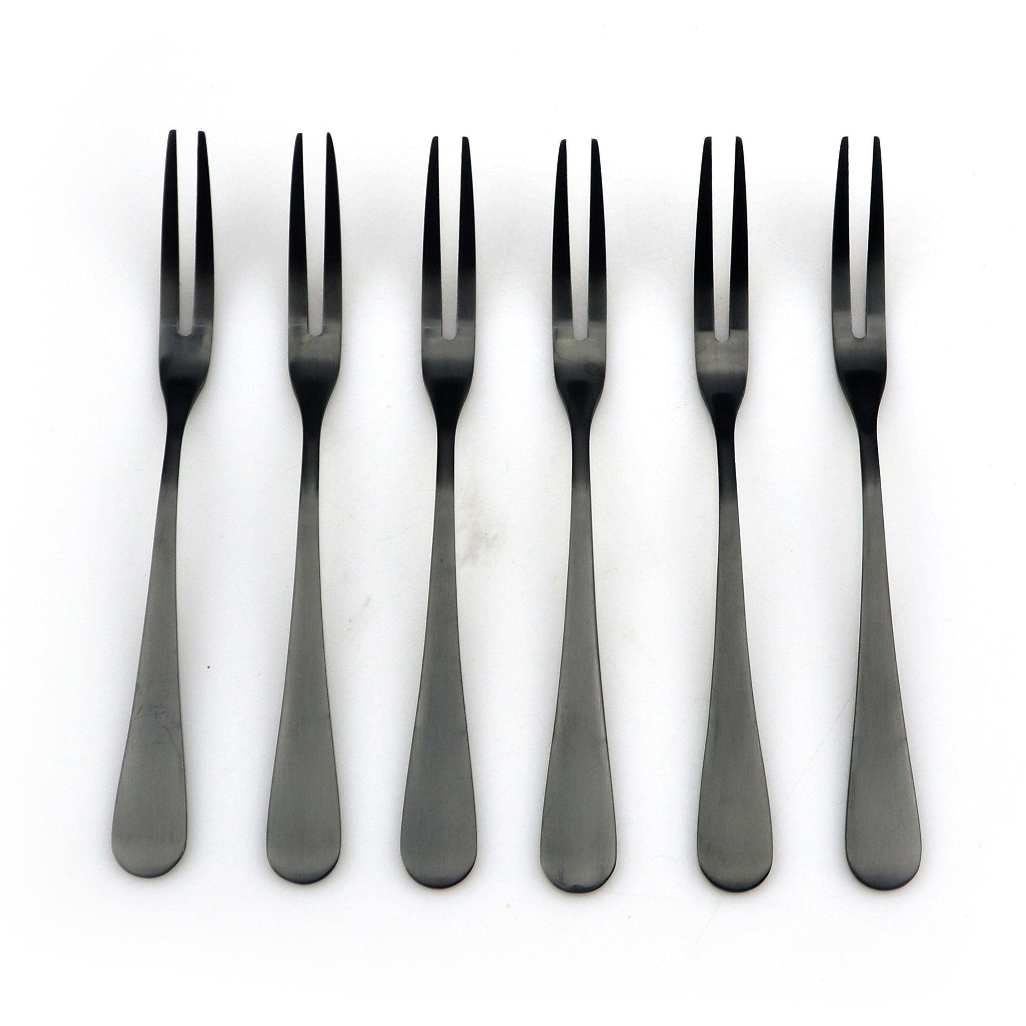 BRIIEC 18/0 Flatware Black Titanium Coated Stainless Steel Fruit Fork Tea Fork Cake Fork Set Of 12