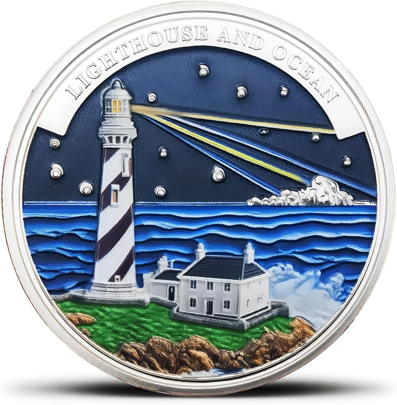 Inspirational Lighthouse Challenge Coin Motivational Gift for Hope & Guidance (Silvery)