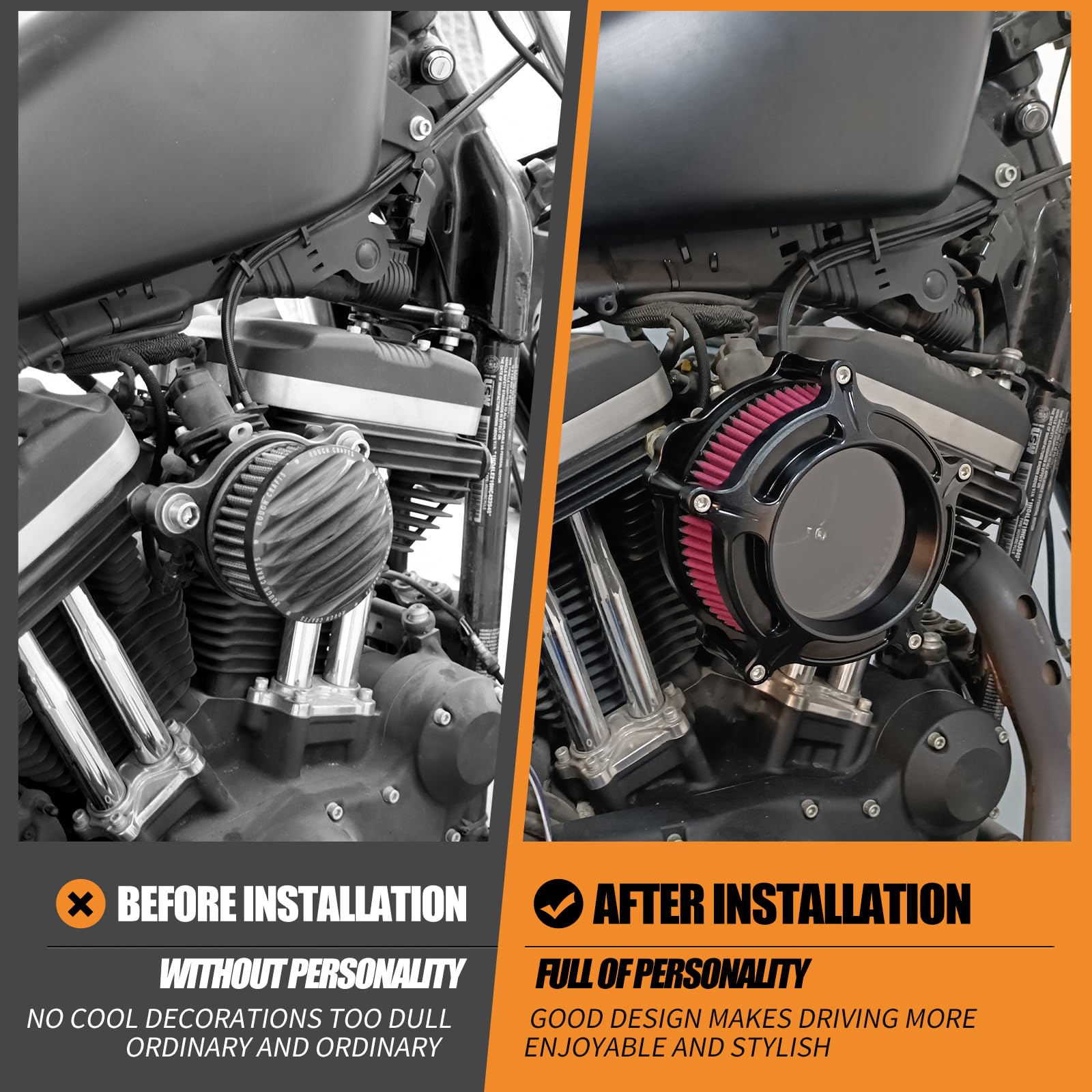 Kit di aspirazione della turbina filtro aria CNC per moto per Harley Sportster XL 1200 883 72 48 2004-2023 rosso