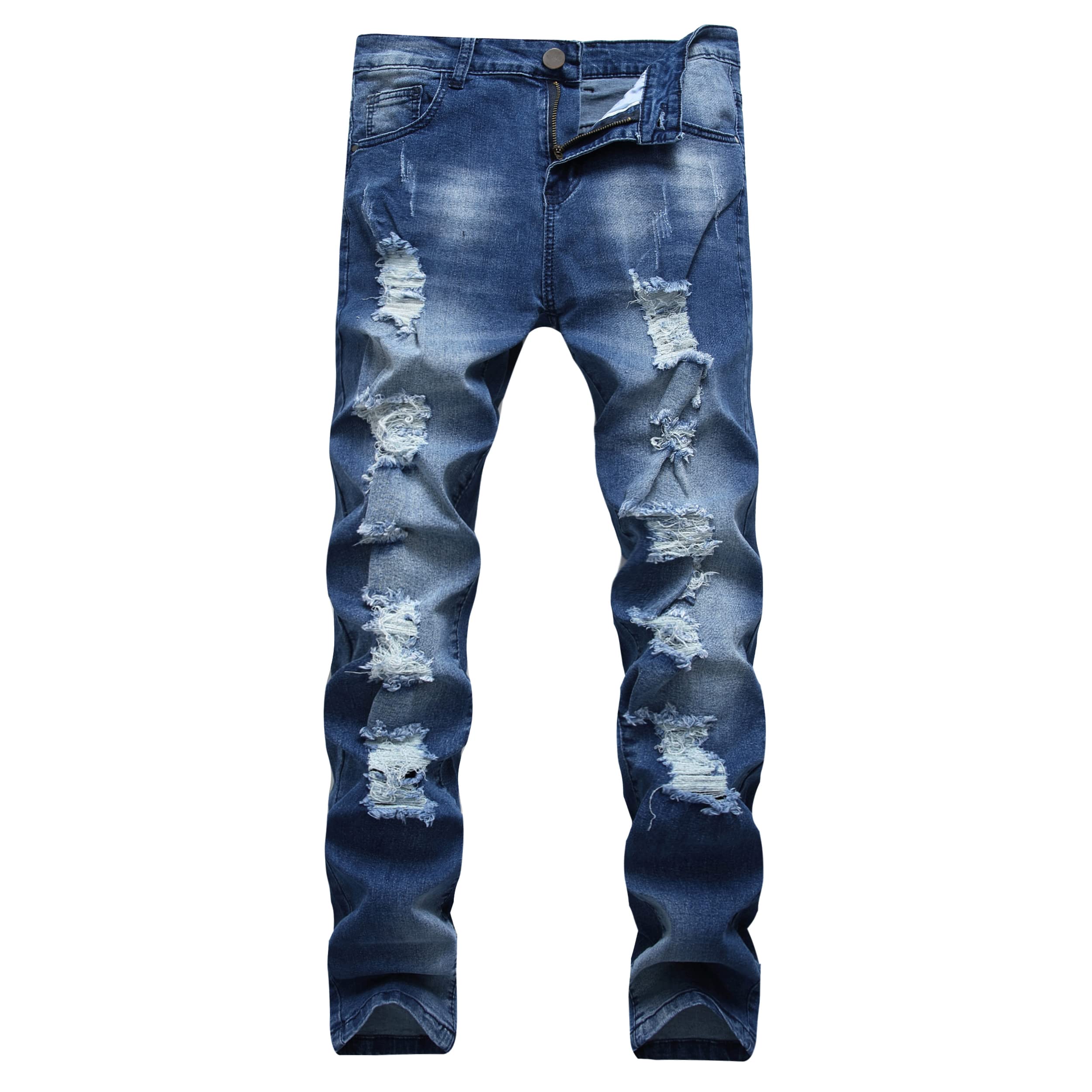 COOSVENMen's Skinny Ripped Jeans Slim Fit Distressed Stretch Denim Pants