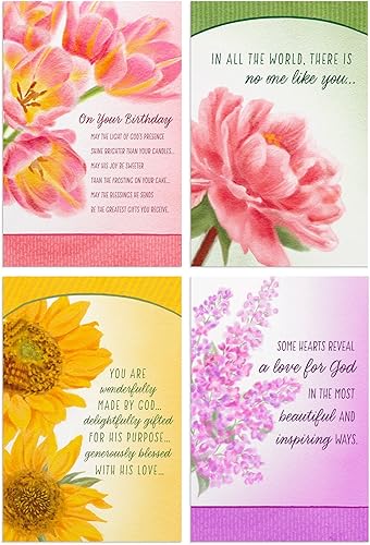 Miniatura 2 de DaySpring - There is No One Like You - Surtido de 4 tarjetas de cumpleaños florales con escritura - 12 tarjetas y sobres de cumpleaños en caja