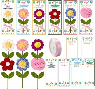 12 Set Back to School Teacher Appreciation Gifts Crochet Flower Thank You for Helping Me Grow First Day of School Crochet Flower Bouquet Thank You Card for Teacher Women Men Educator Thanksgiving Day