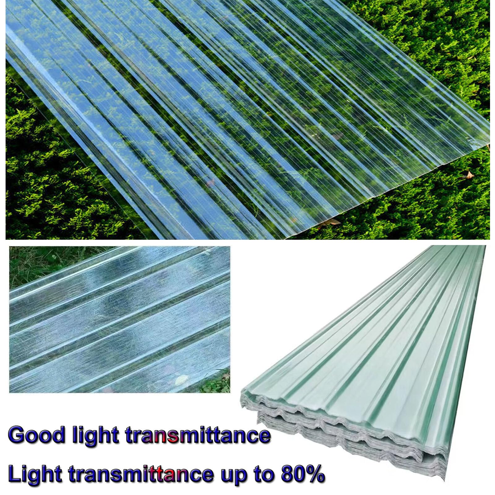 Hojas De Techo Corrugado,2mm Planchas Transparentes Tejados,FRP Con Resistencia A Los Rayos UV,Chapa Ondulada Para Invernaderos Prueba De Lluvia,Placa De Aislamiento (0.9×1.2m/35×47in,1pcs)