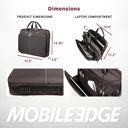 Miniatura 5 de Mobile Edge Maletín negro para portátil de nailon de 16 pulgadas y Mac de 17 pulgadas, para hombres, mujeres, negocios, estudiantes MEBCNS1