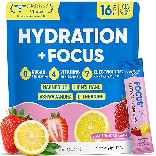 Venture Pal 2-in-1 Hydration Packets + Focus Support Electrolytes Powder,