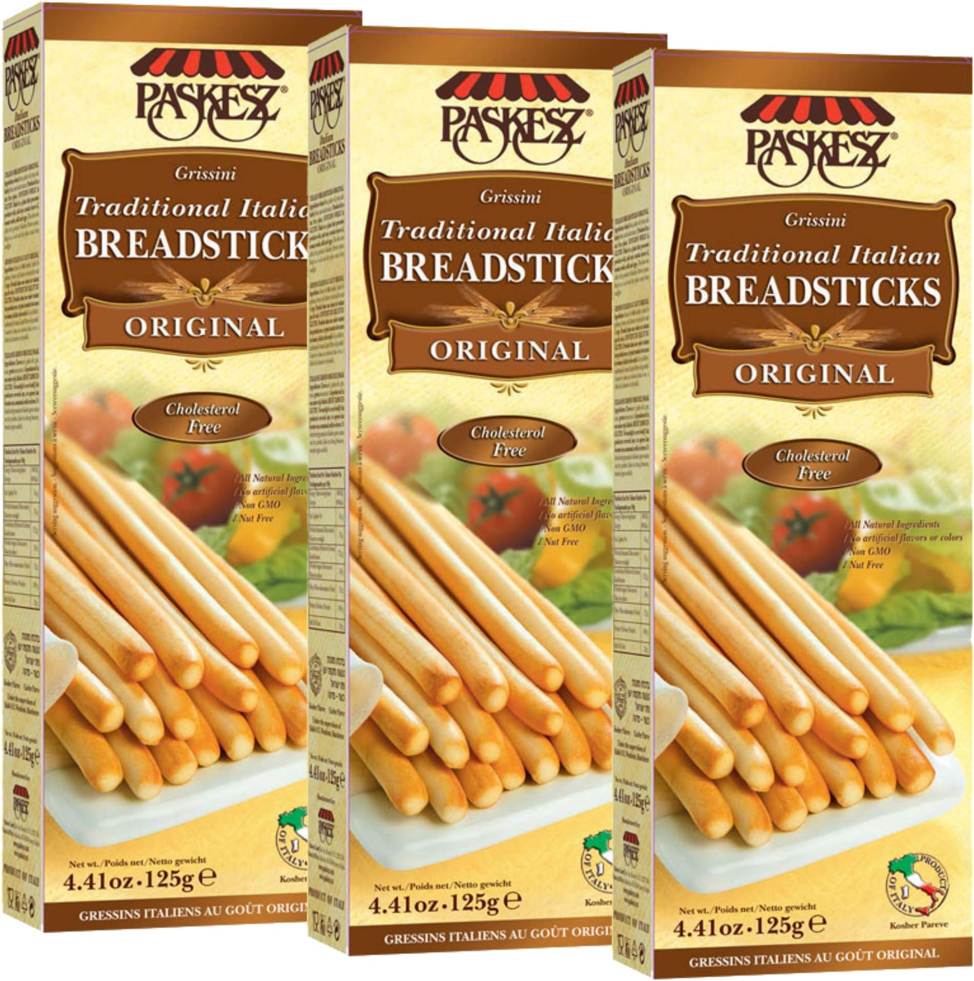 Grissini Breadsticks, Original - All Natural Traditional Italian Breadsticks, Non-GMO - 4.4 Ounce, 3 Pack