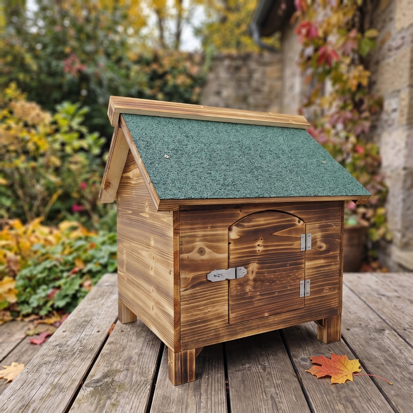 Stabil Katzenhaus mit Spitzdach, Gartenmodell Mit Wasserdichtem Dach Und Tür An Der Vorderseite