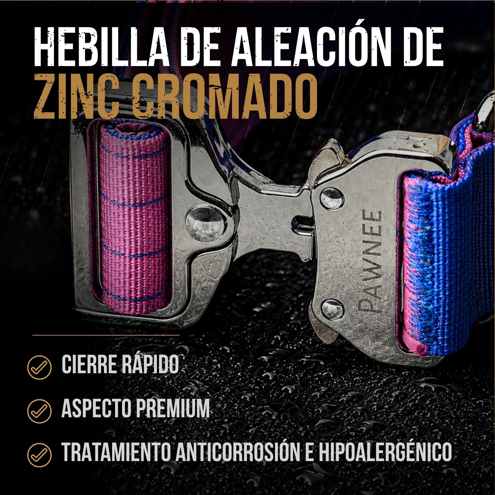 PAWNEE – Collar y Correa de Adiestramiento para Perros Grandes, Fuertes y Potentes como Dosgos, Rottweiler, Doberman, Mastín, Presa, Mastiff, Kangal y Cane Corso (Set_Collar_Lux_50mm | Negro L)