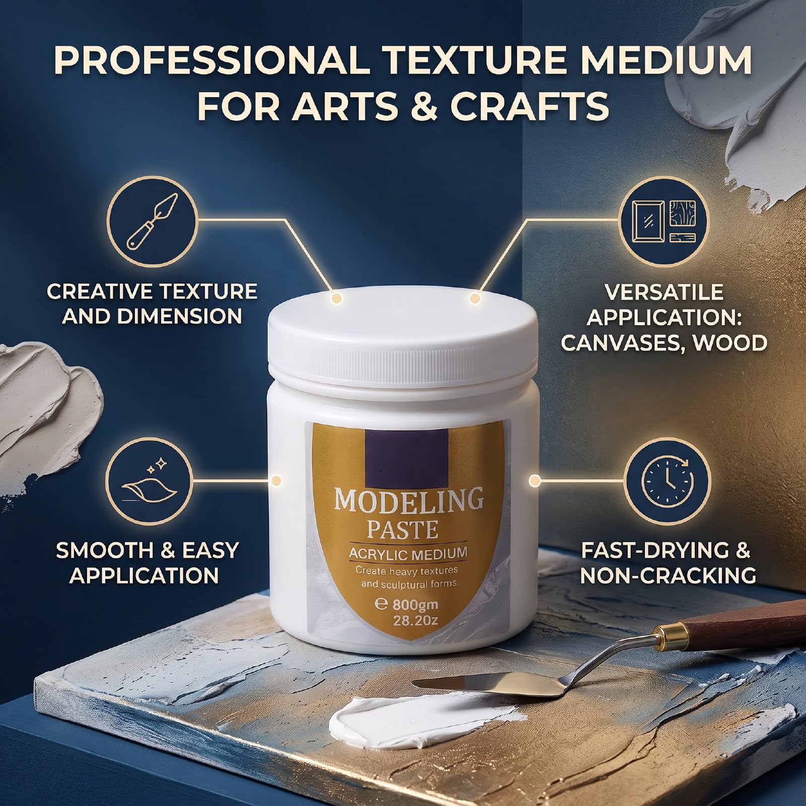 Generic Modellierpaste, 800 G, Organischer Acryl-Texturzusatz für Kunstprojekte auf Leinwand- und Holzoberflächen