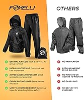 Vista 7 de Foxelli Traje de lluvia impermeable – Ropa impermeable duradera transpirable ligera para hombres y mujeres, perfecto para motocicleta, golf, pesca