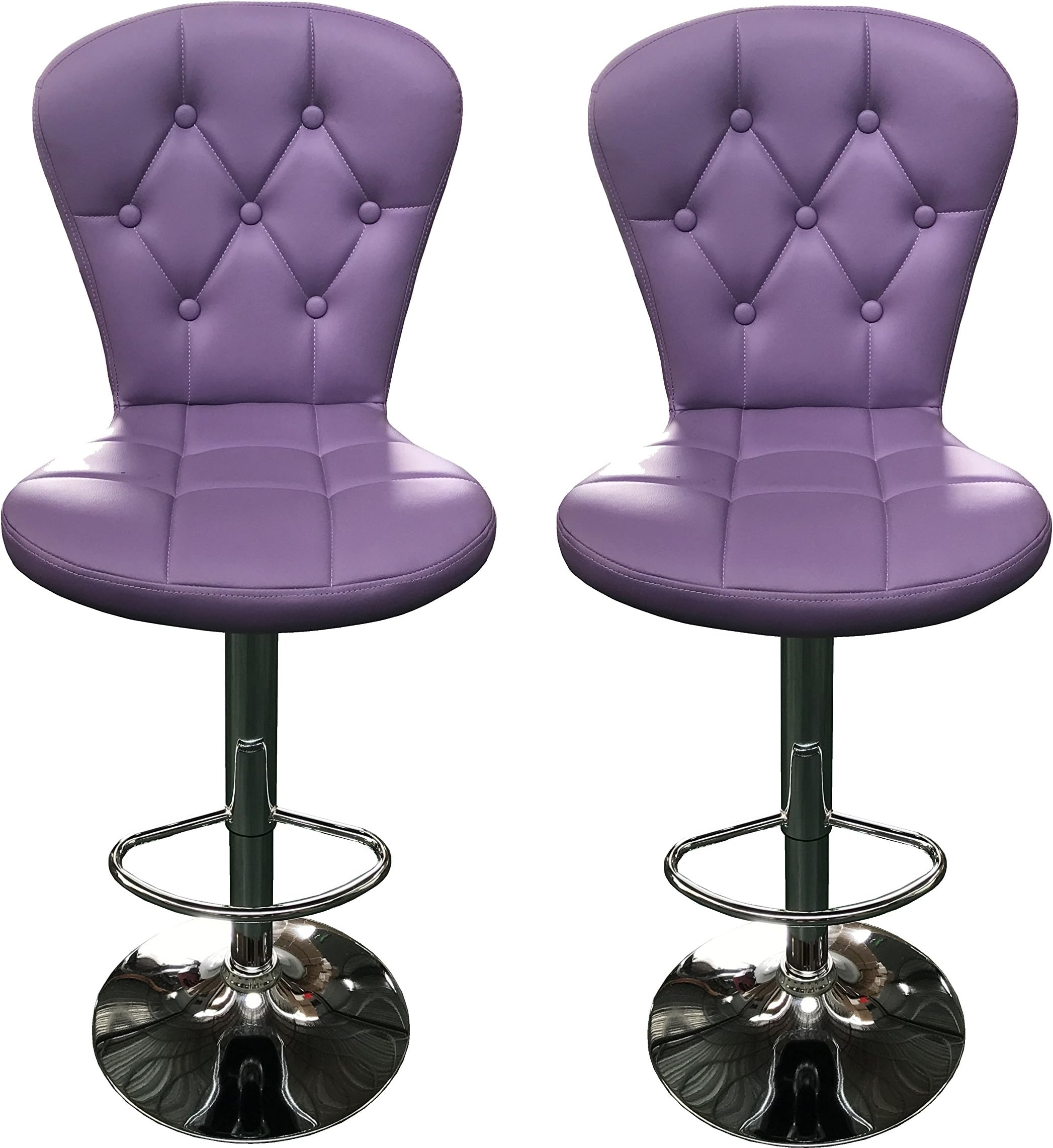 Heaven Massage Sleek Stylish Chrome Hydraulic 360-degree Swivel Bar Stool, Set of 2 (Purple)