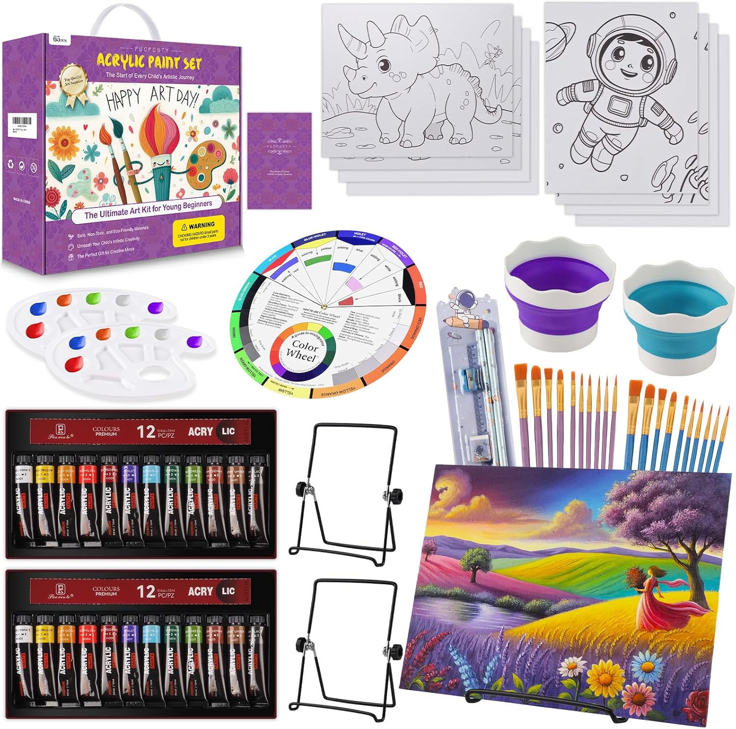 PUOPOSTY Acrylic Paint Set for Kids 2Person Complete