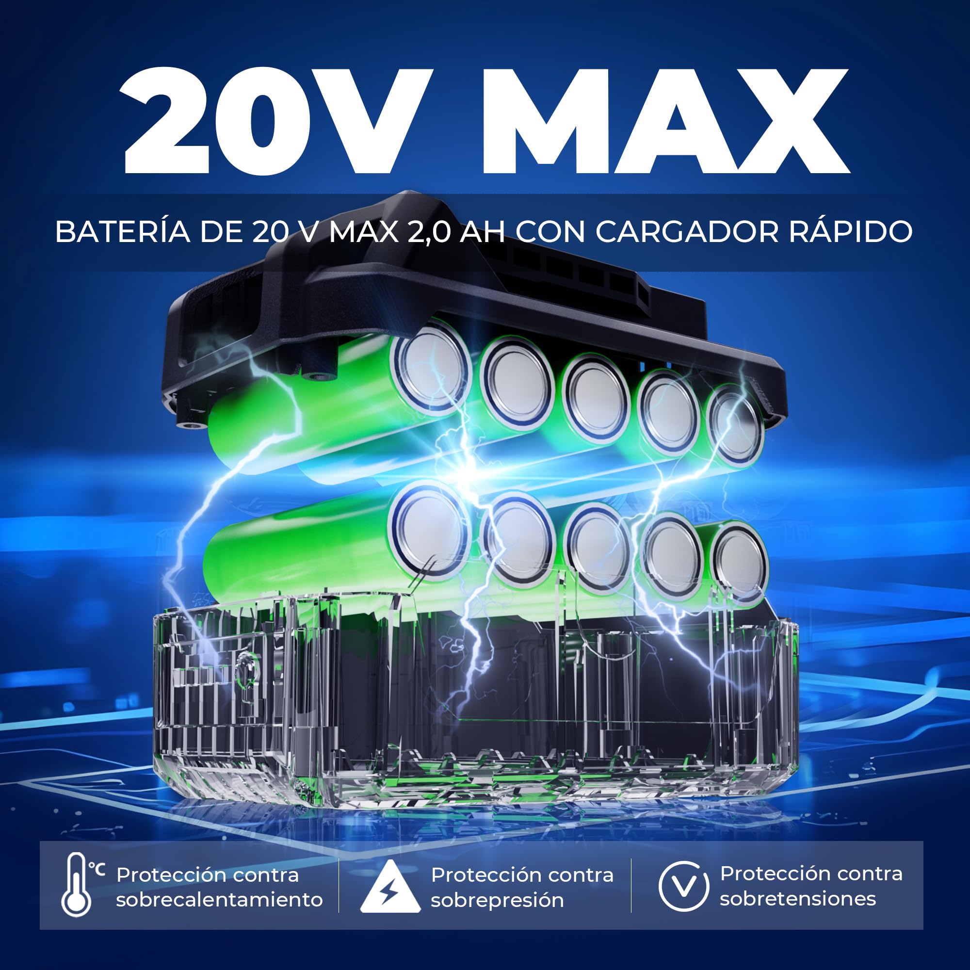 Atornillador de Impacto Dong Cheng 18V sin Escobillas, 208Nm, Modo Autoperforante, 3200 rpm, 4300 ipm, Portabrocas Hex 1/4", 3 Velocidades, con 2 Baterías de 2.0 Ah