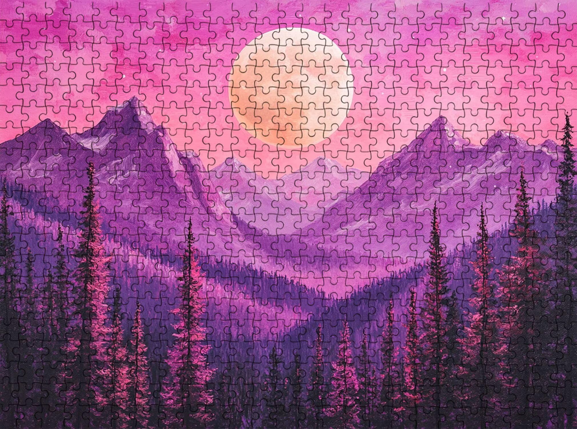Puzzle 1000 Pezzi Classici, Puzzle paesaggio luna 75 x 50 cm, Gioco Educativo e Antistress in Legno con Poster Incluso, Ttività DIY per Famiglia, Regalo per Appassionati, Decor Parete Casa, f0-530