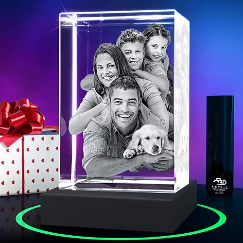 Miniatura 25 de ArtPix - Foto 3D de cristal de alta calidad, regalos para papá, mujeres, esposa, ella, abuelo, gran regalo personalizado con tu propia foto, grabado