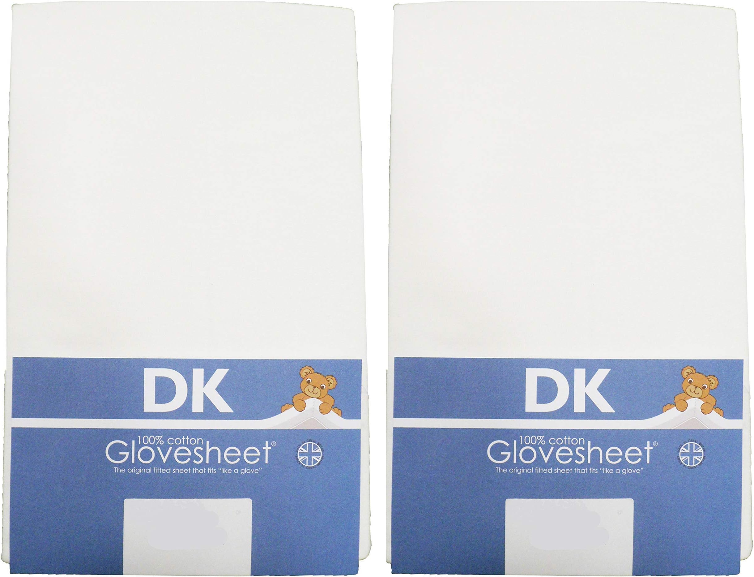 DK Glovesheets Two WHITE Fitted 83 x 50cm Crib Sheets 100% Combed Jersey Cotton – Compatible To Fit The Next To Me Mattress - 2 sheets