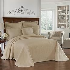 King Charles Modern Farmhouse Floral Matelasse Bedspread, 100% Cotton Breathable Bedding, Full/Queen, Blue