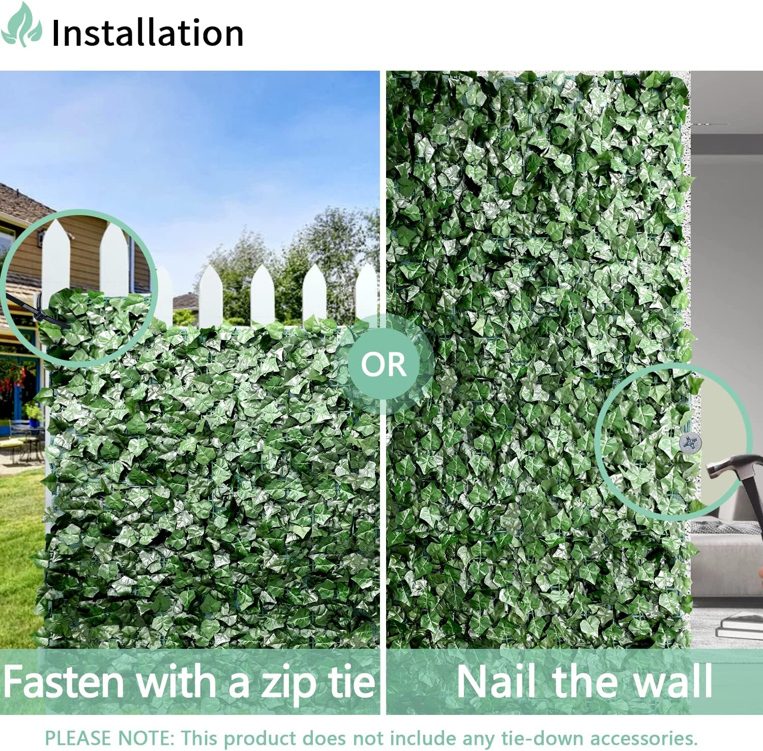 SunnyRoyal 1 Pcs 4' x 12' Artificial Fence Ivy Privacy Screen Greenery Wall with Mesh Back Ivy Leaf Fence Screen Decoration for Patio Outdoor Garden Yard Garden