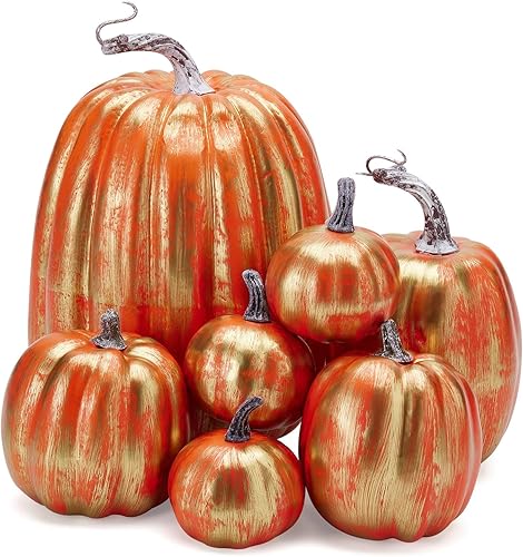 Miniatura 1 de 7 calabazas artificiales para decoración de Halloween, calabaza naranja de espuma simulada de Halloween, calabazas de espuma de otoño para otoño,