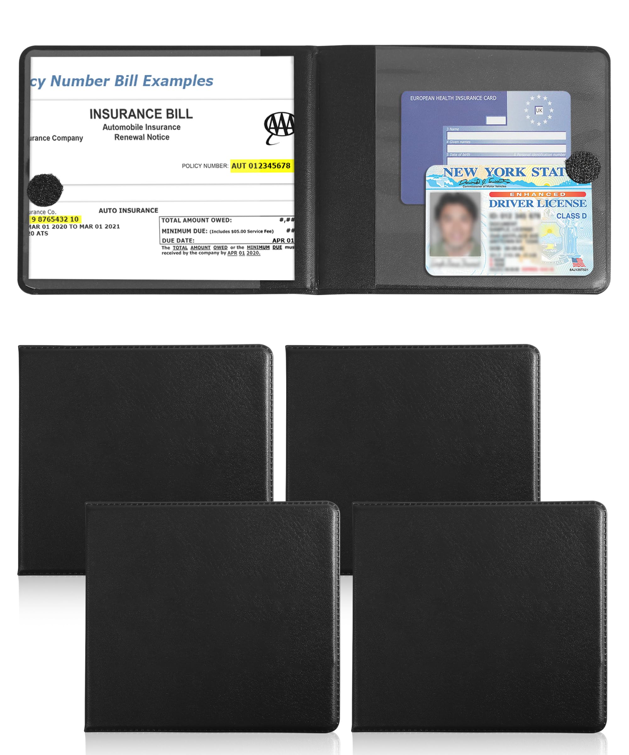 Car Registration and Insurance Holder, 2-Compartment, Black, PVC, Unisex, Premium, Essential, Car Organizer