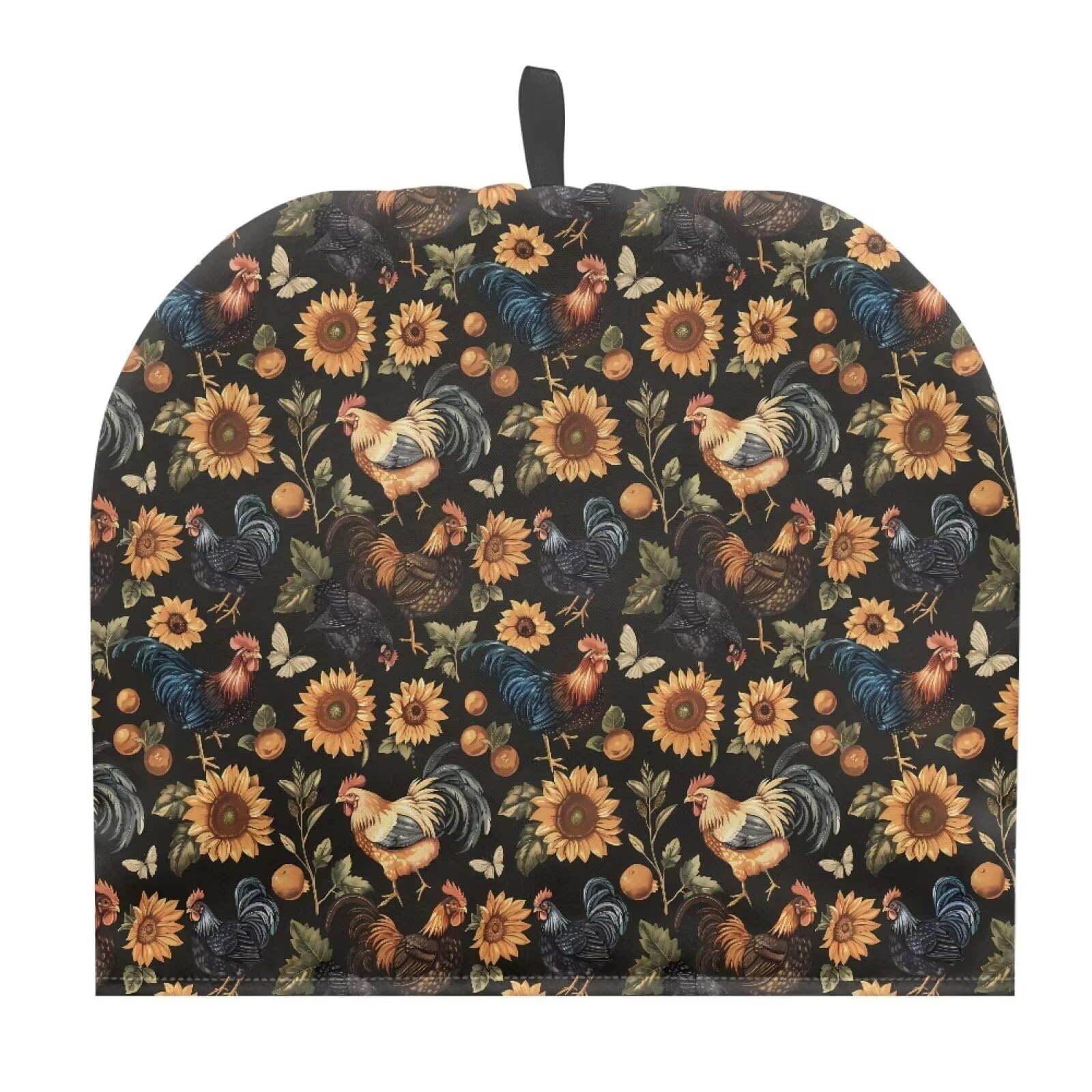 Drnuikhe Sunflower Rooster Print Tea Pot Cover Warm Keeper with Top Hanging Loop Tea Cozy Insulated Teapot Dust Cover for Home Kitchen Decor — image 1