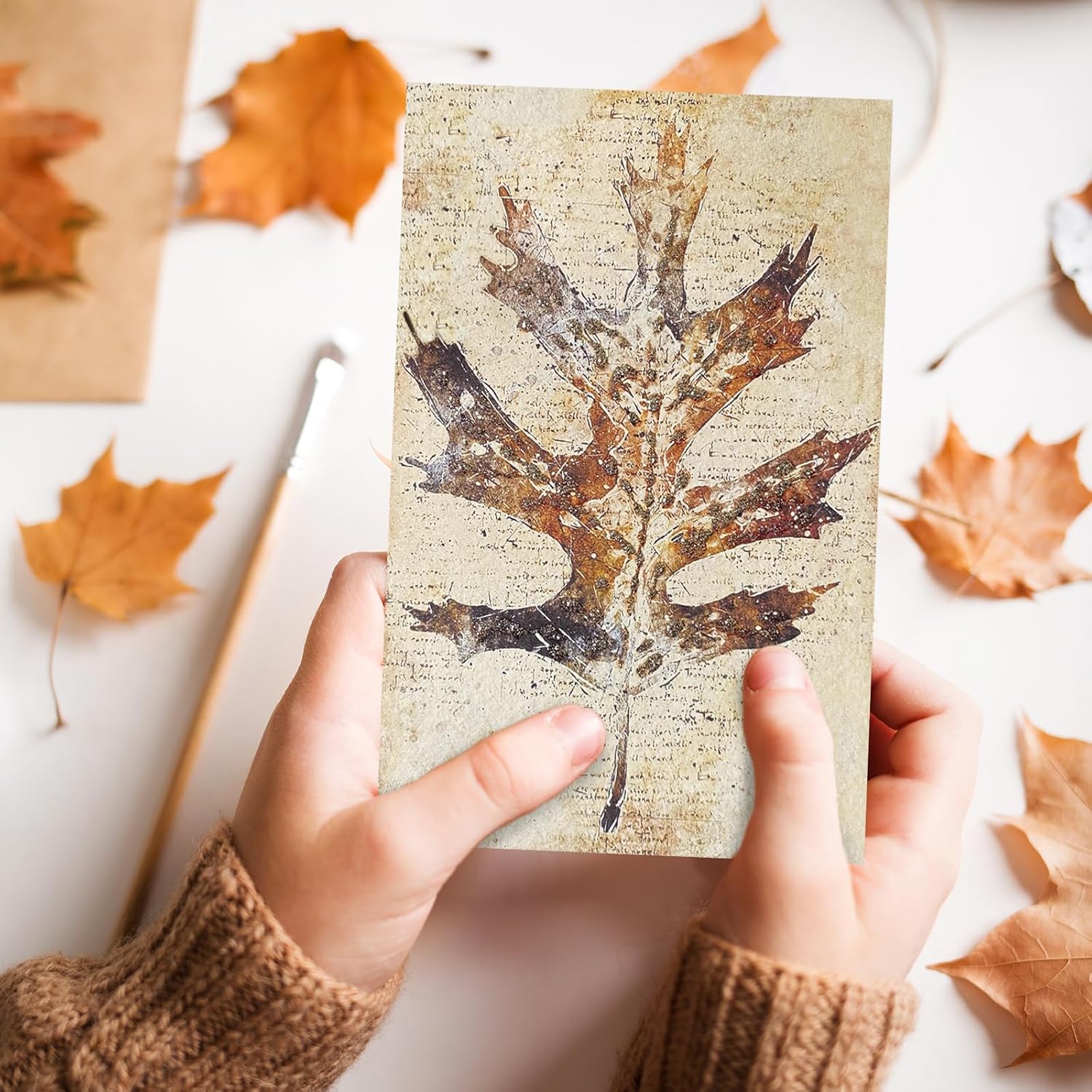 Whaline 32 Pack Fall Leaves Thank You Cards Vintage Maple Leaves Pumpkin Greeting Cards with Envelope Stickers Blank Note Cards for Autumn Harvest Thanksgiving Holiday, 4 x 6 Inch - Image 7