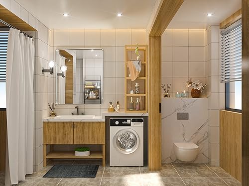 Miniatura 100 de TETOTE Espejo de 60 x 36 pulgadas para baño, espejo de tocador dorado de latón cepillado, espejo de pared grande rectangular con marco de metal Oro