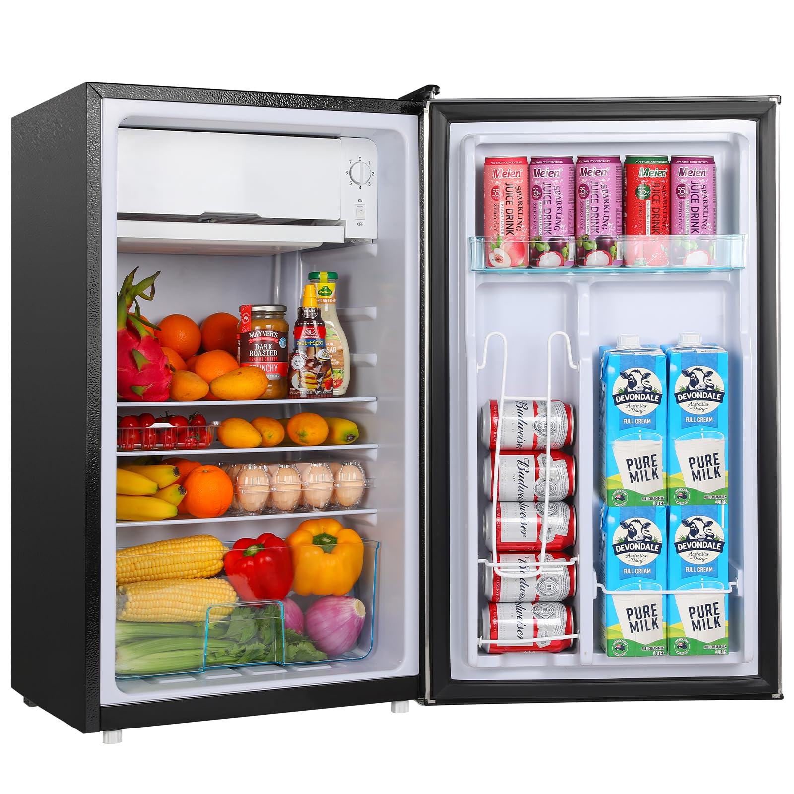 YASHE 92L Mini Fridge with Freezer, Single Door Compact Refrigerator, Small Fridge with Adjustable Thermostat, Large Capacity, Reversible Door, Mini Refrigerator for Bedrooms, Offices, Dorms — view 8