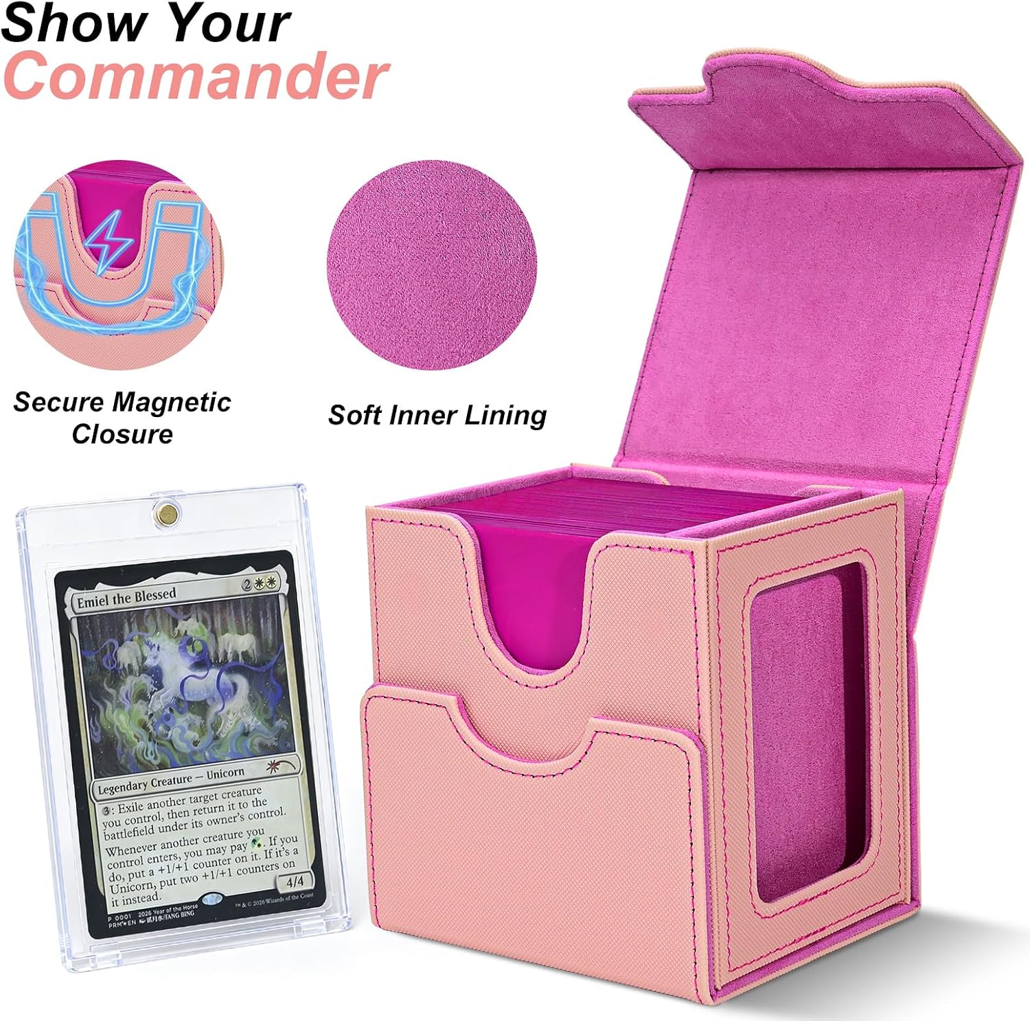 Commander Deck Box for MTG/PTCG/TCG - Patent Pending, Pink image 2