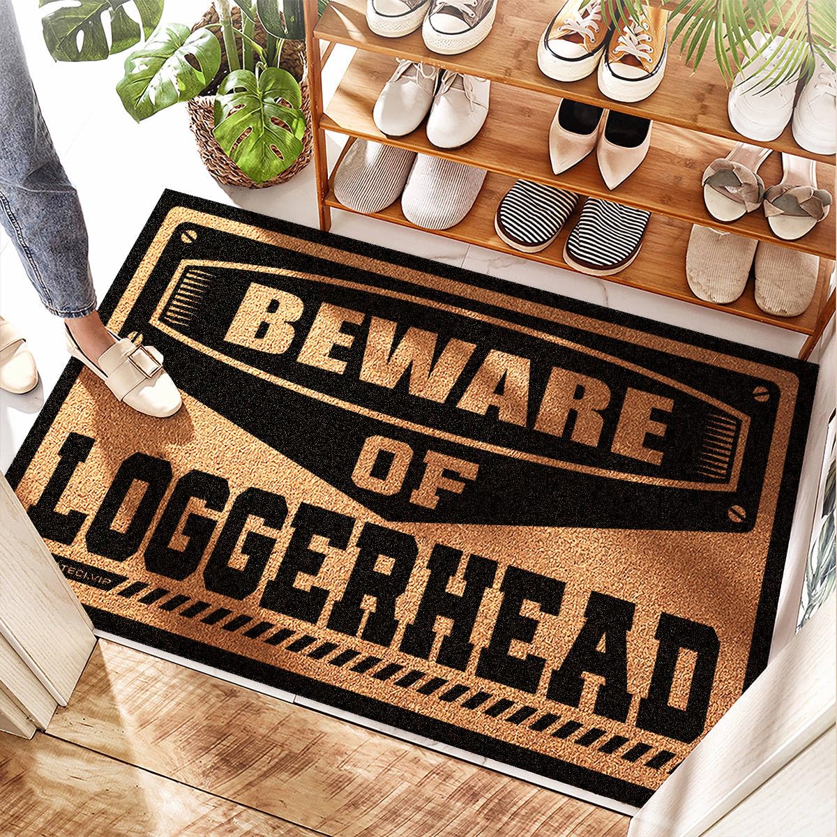 Paillasson robuste anti-saleté Beware Of Loggerhead tapis caoutchouc