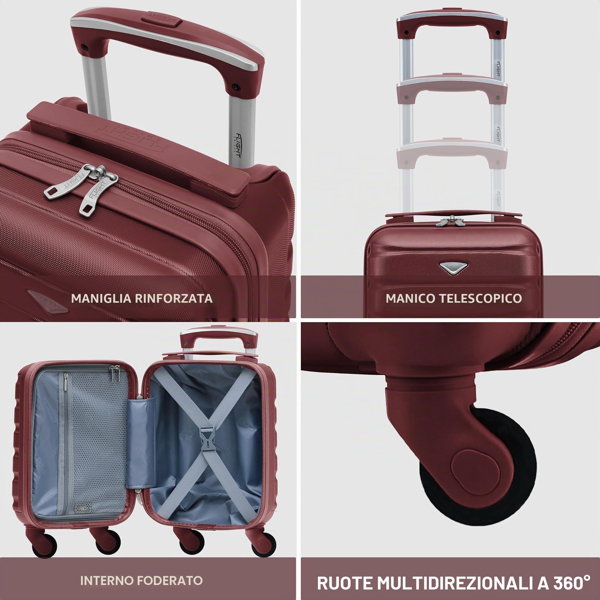 Flight Knight Valigia Rigida Leggera Per Bambini Con 4 Ruote - Approvata Senza Ulteriori Costi Per Easyjet, Ryanair E Molte Altre - Bagaglio a Mano Cabina Per Bambini Bagaglio a Mano 40x20x25 Cm