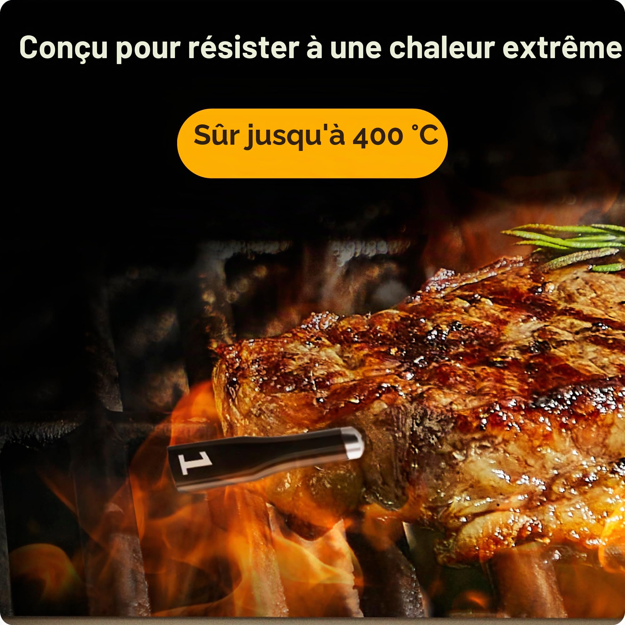 CHEF iQ Sense Thermomètre à viande sans fil intelligent avec sonde ultra-fine, Bluetooth à portée illimitée, thermomètre à viande numérique pour la surveillance à distance du barbecue, four, fumoir,
