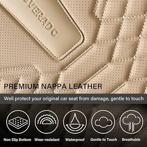 Miniatura 6 de Coverado Fundas de asiento delantero, 2 piezas de fundas de asiento universales para automóviles, de piel de napa transpirable, impermeable,