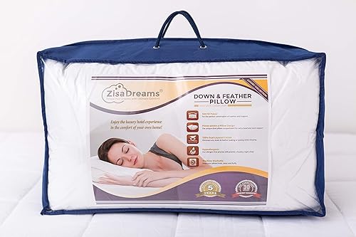 Miniatura 6 de Luxury Collection - Almohada de plumón y plumas, hipoalergénica, extra alta para un mejor soporte para la cabeza y el cuello, 100% algodón de doble