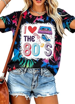 80s Shirts for Women 90s Tshirt 80s 90s Party Outfits Neon Costume