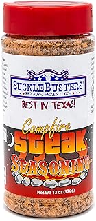 SuckleBusters Campfire Steak Seasoning: Sugar-Free, Salt, Pepper & Garlic for Steak, Hamburgers, Briskets, Gluten-Free, No MSG Shaker (13oz)
