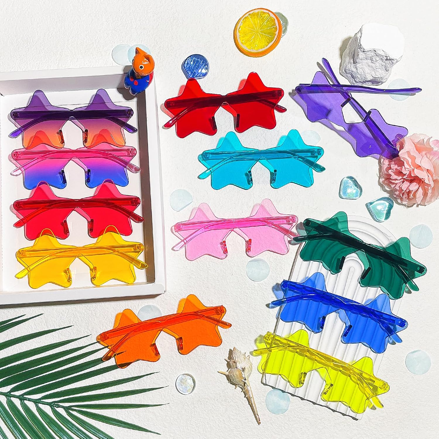 Matcheck 24/48 Heart/Star Shaped Sunglasses Kids Rimless Party Glasses Transparent Colored Funny Boy/Girls Birthday Favors - Image 5