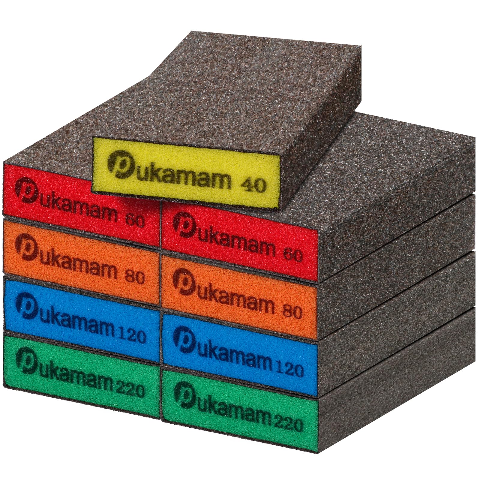 9 Pcs Sanding Blocks Wet and Dry Sandpaper for Wood & Walls 40/60/80/120/220 Grit, Washable, Reusable Sanding Sponge for Woodworking, Metal & Drywall Polishing — image 1