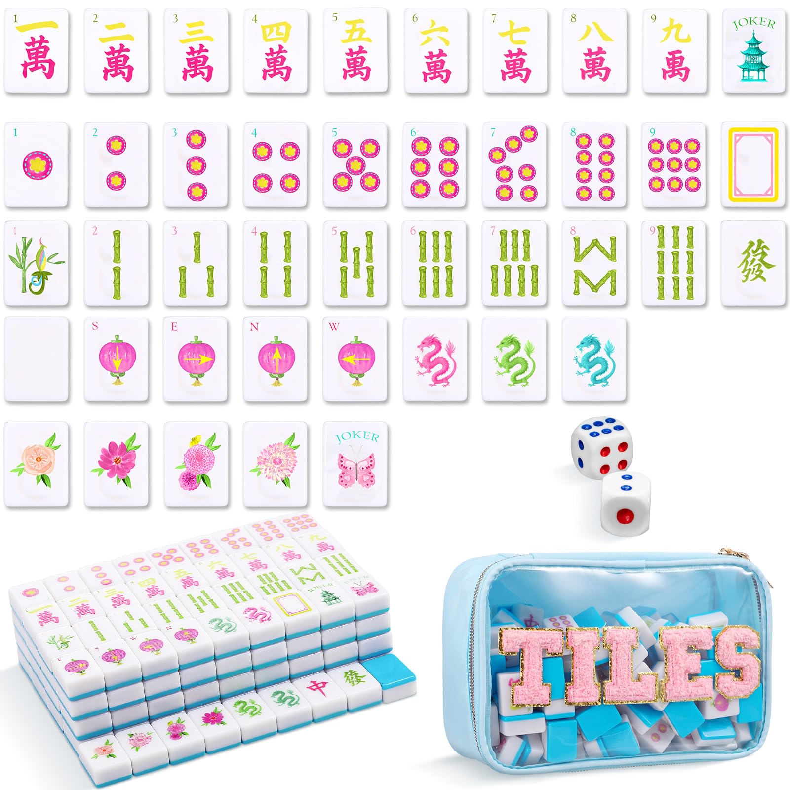 Photo 1 of Soulchen 160 Pcs American Mahjong Tile Set with Blue Mahjong Bag